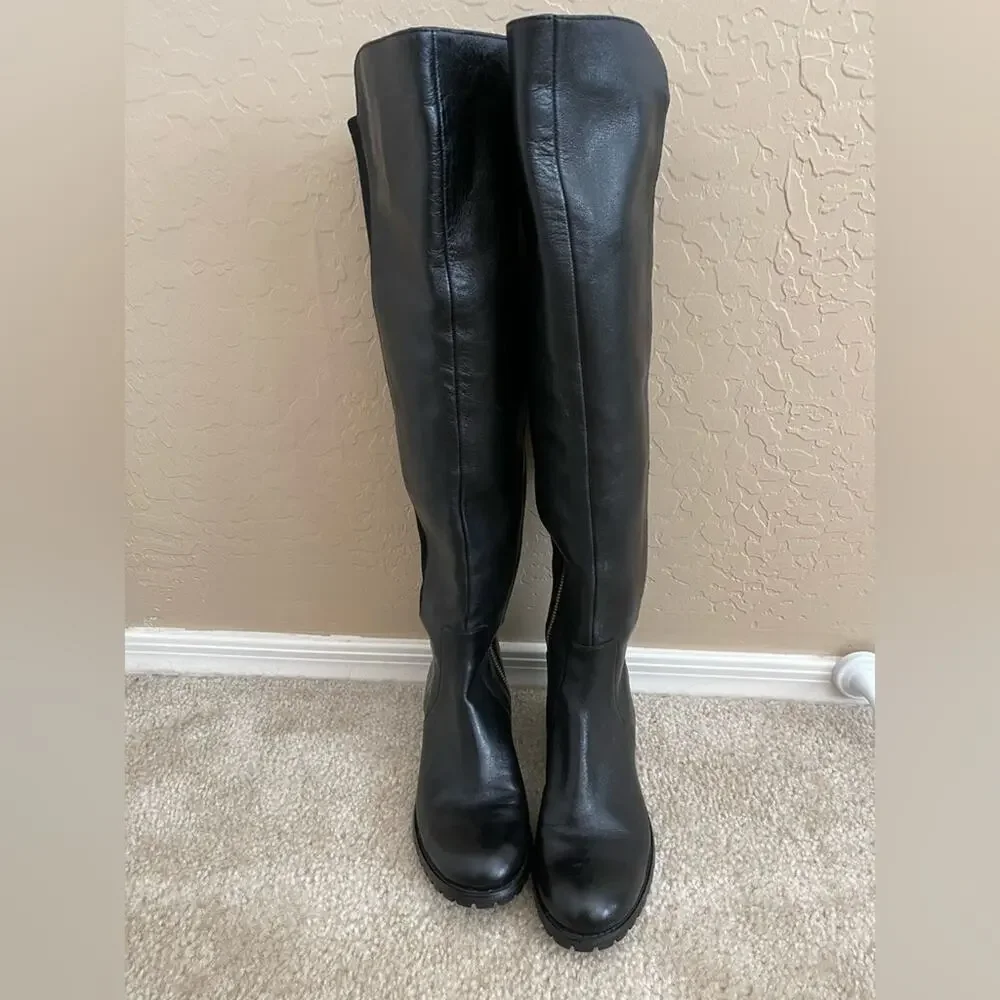 Michael‎ Kors Joanie Black Over the Knee Leather Stretch Boots